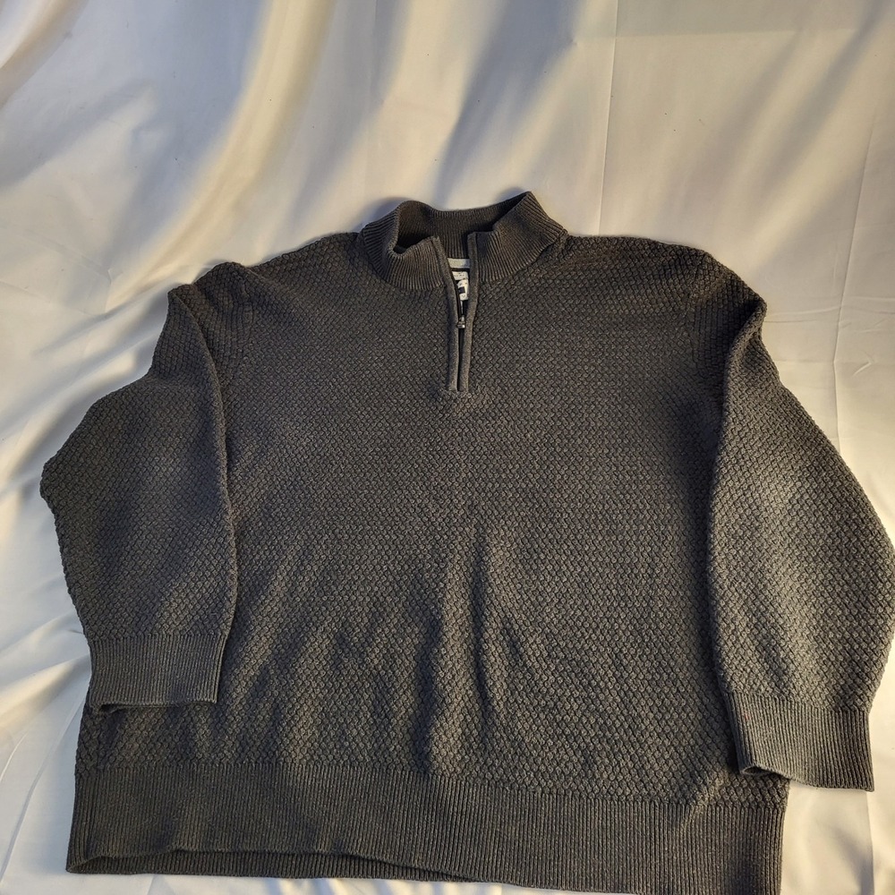 Joseph Abboud Mens 3XL Quarter Zip Sweater Gray Mock Neck